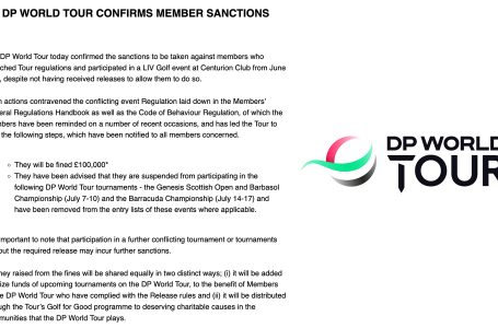 DP World Tour confirms sanctions on players playing in LIV events